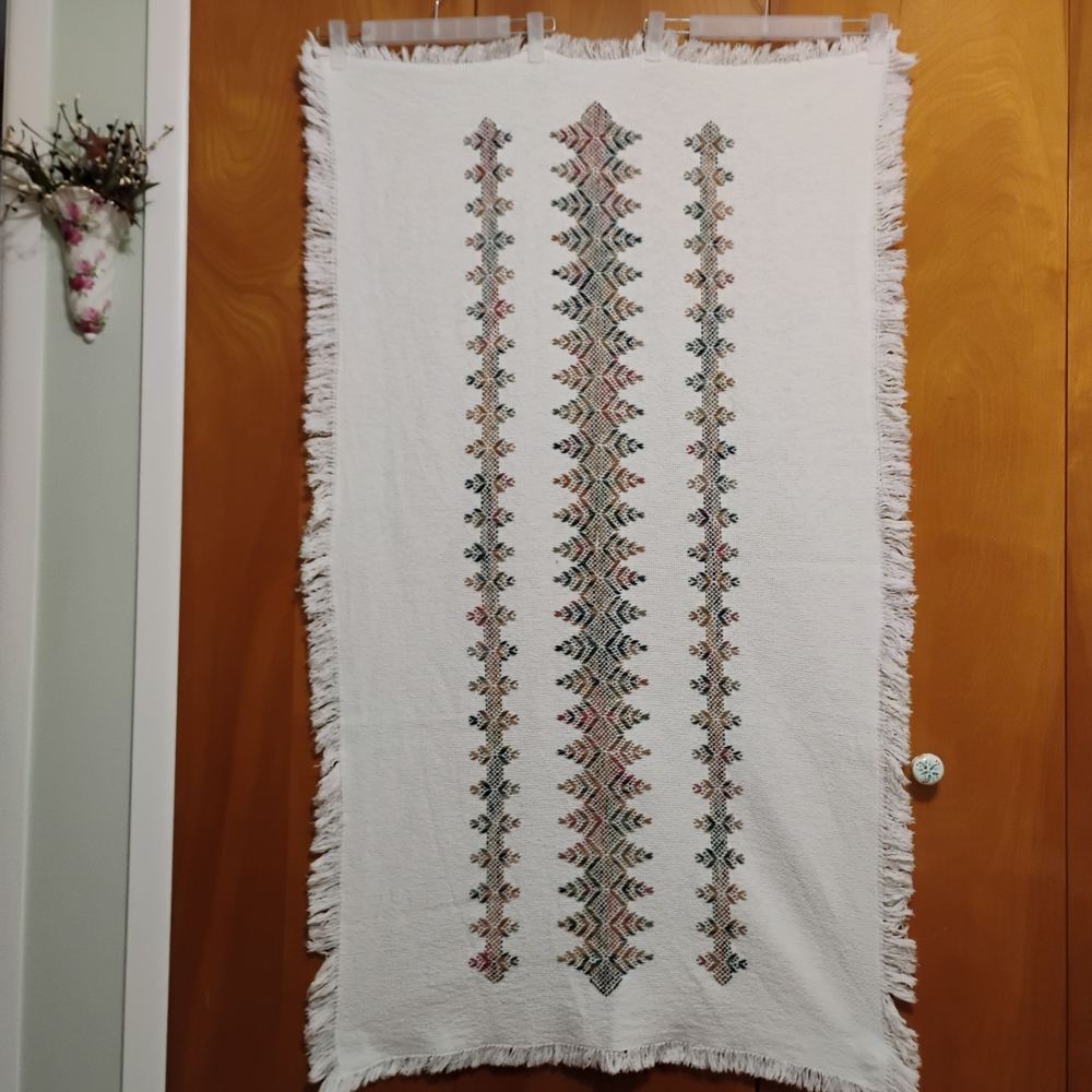 Vintage Monks Cloth Swedish Huck Weaving Handcrafted 30" X 50" Cloth